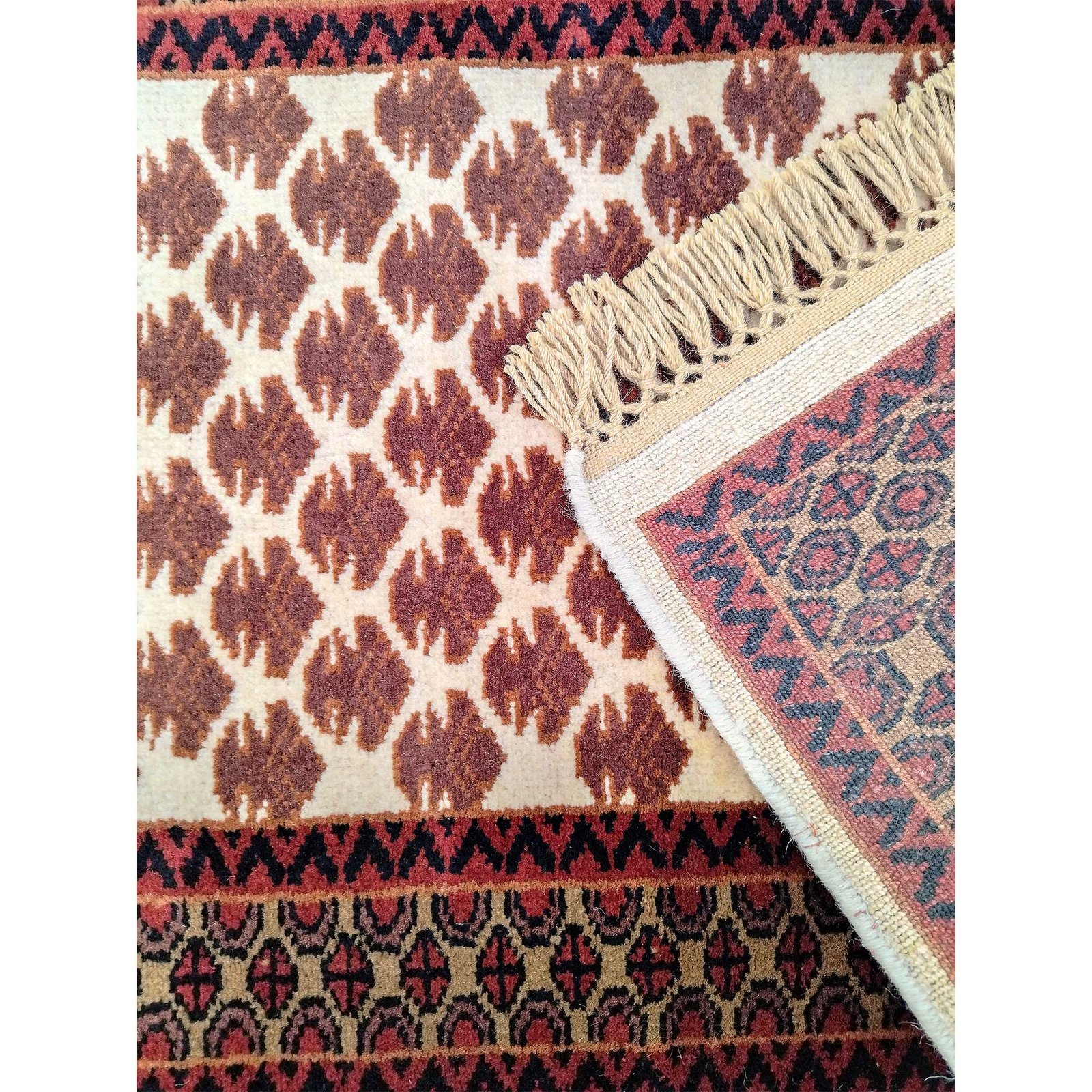 2x6 Feet Handmade Wool Carpet Royal White Runner Carpet - Image 3