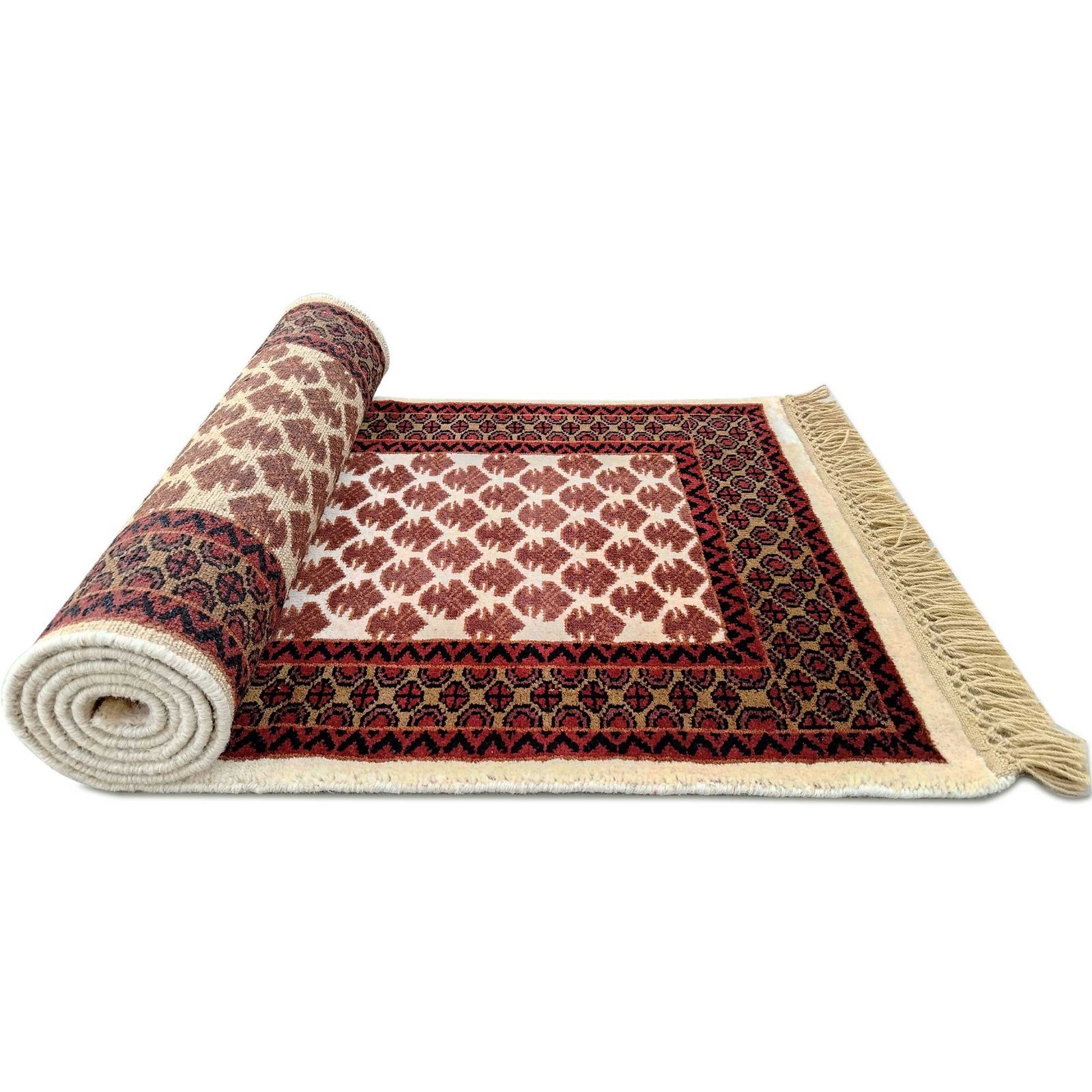 2x6 Feet Handmade Wool Carpet Royal White Runner Carpet - Image 5