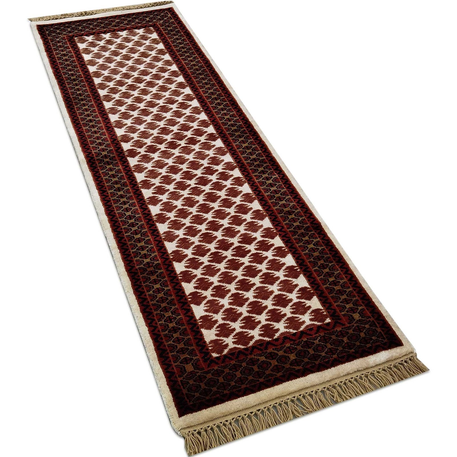 2x6 Feet Handmade Wool Carpet Royal White Runner Carpet - Image 4