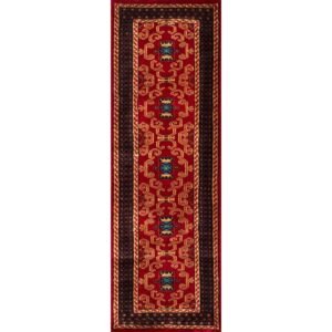 2x6 feet Red Palace Hand-knotted Woolen Runner Carpet
