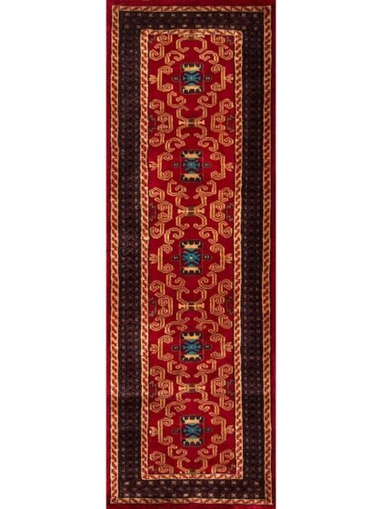 2x6 feet Red Palace Hand-knotted Woolen Runner Carpet