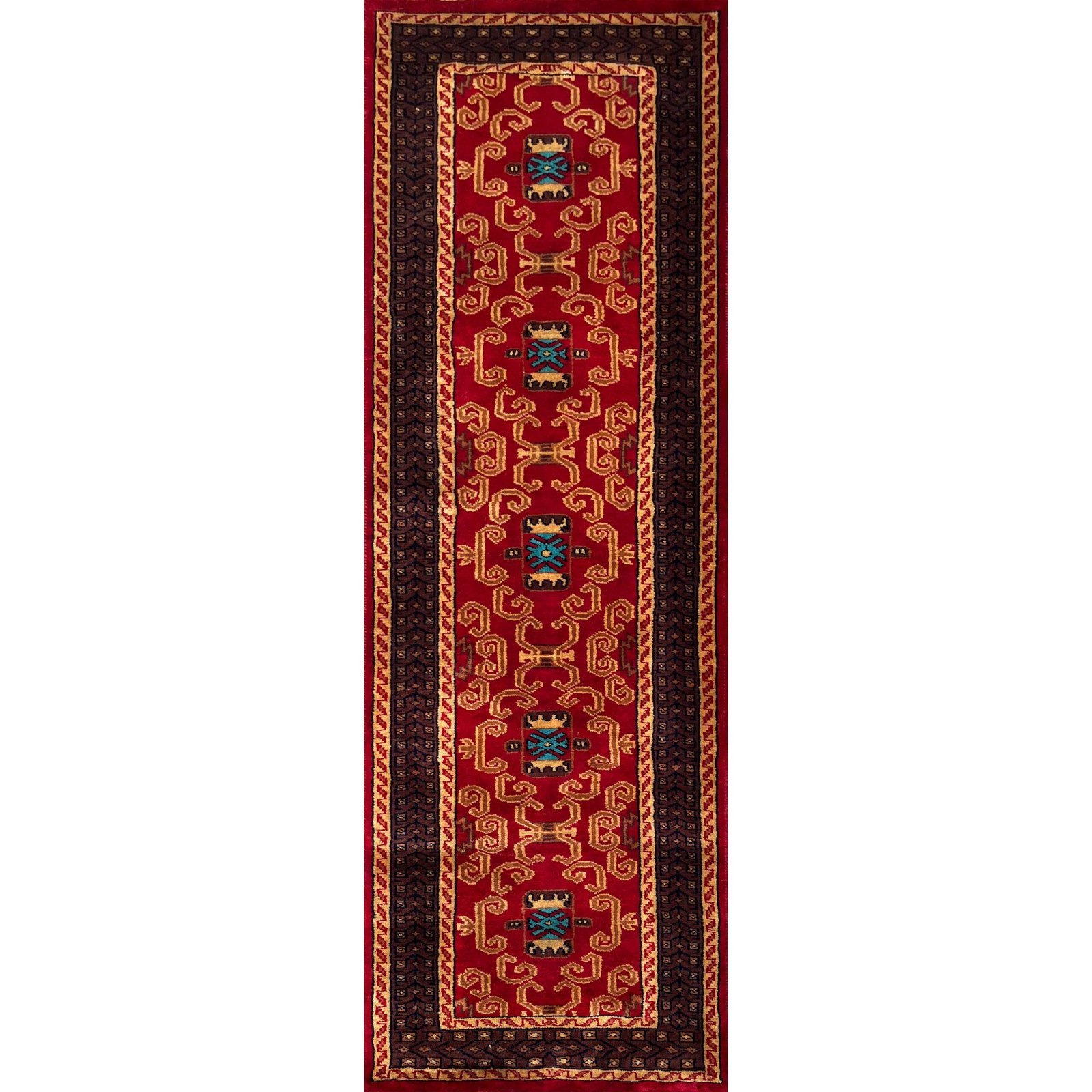 2x6 feet Red Palace Hand-knotted Woolen Runner Carpet