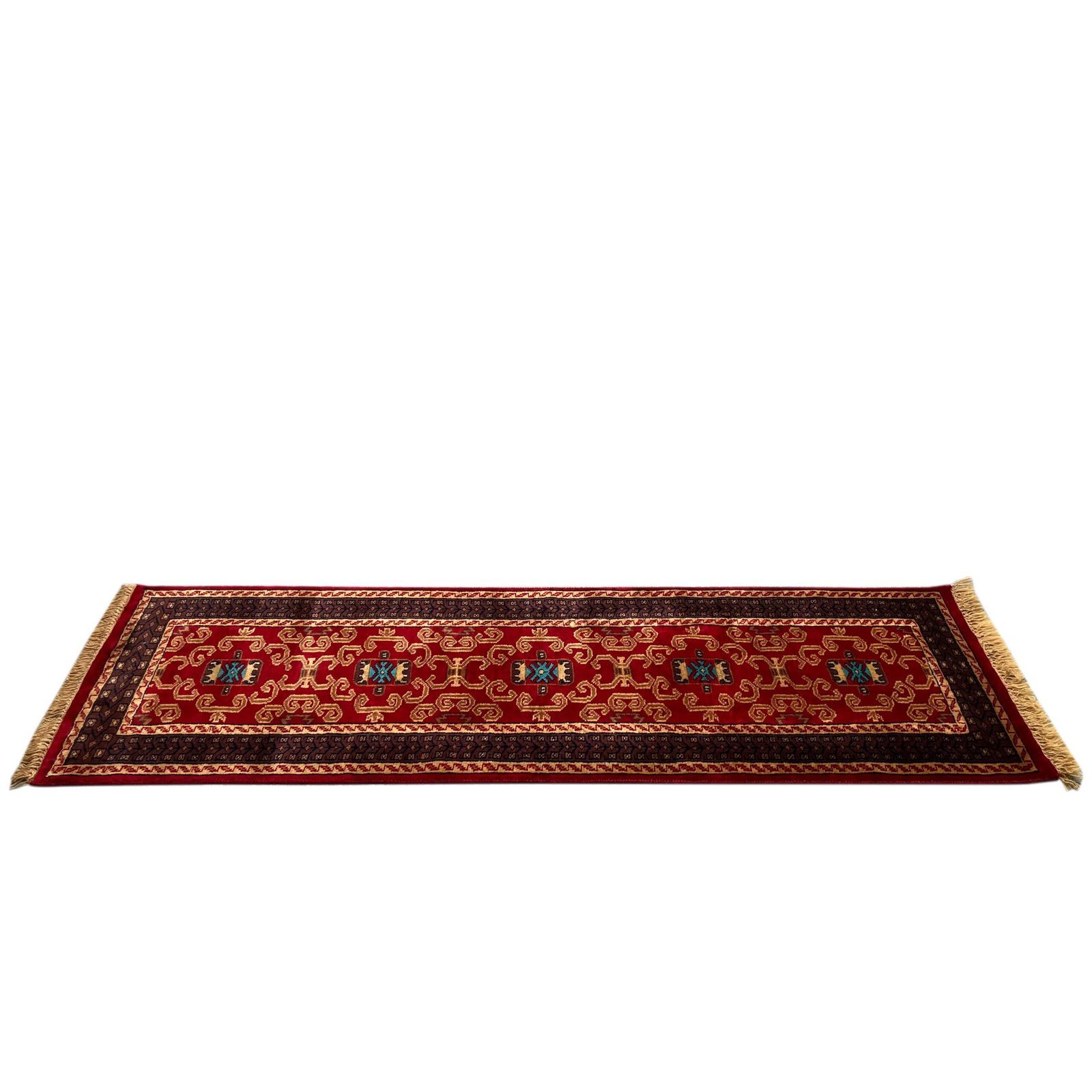 2x6 feet Red Palace Hand-knotted Woolen Runner Carpet - Image 4