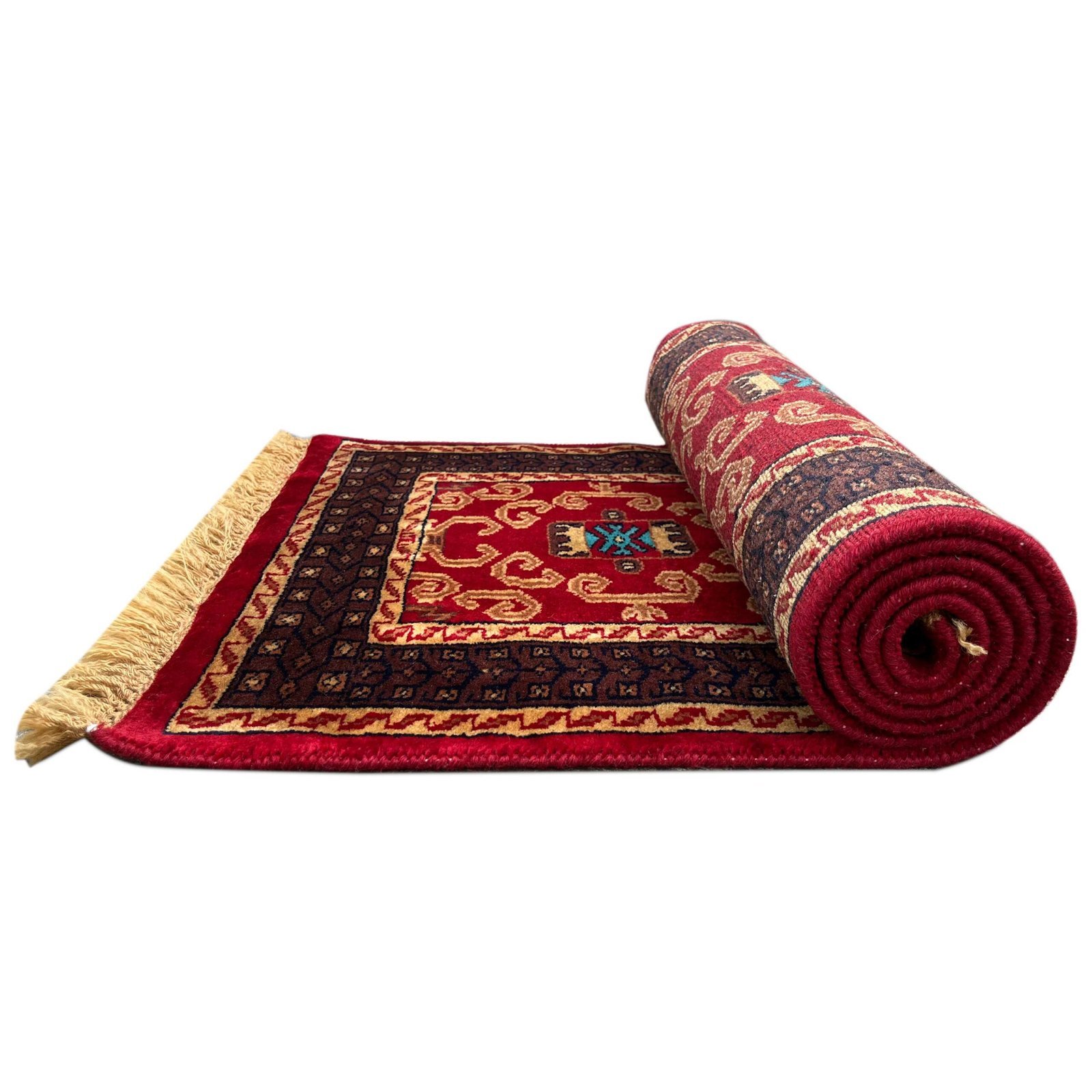 2x6 feet Red Palace Hand-knotted Woolen Runner Carpet - Image 7
