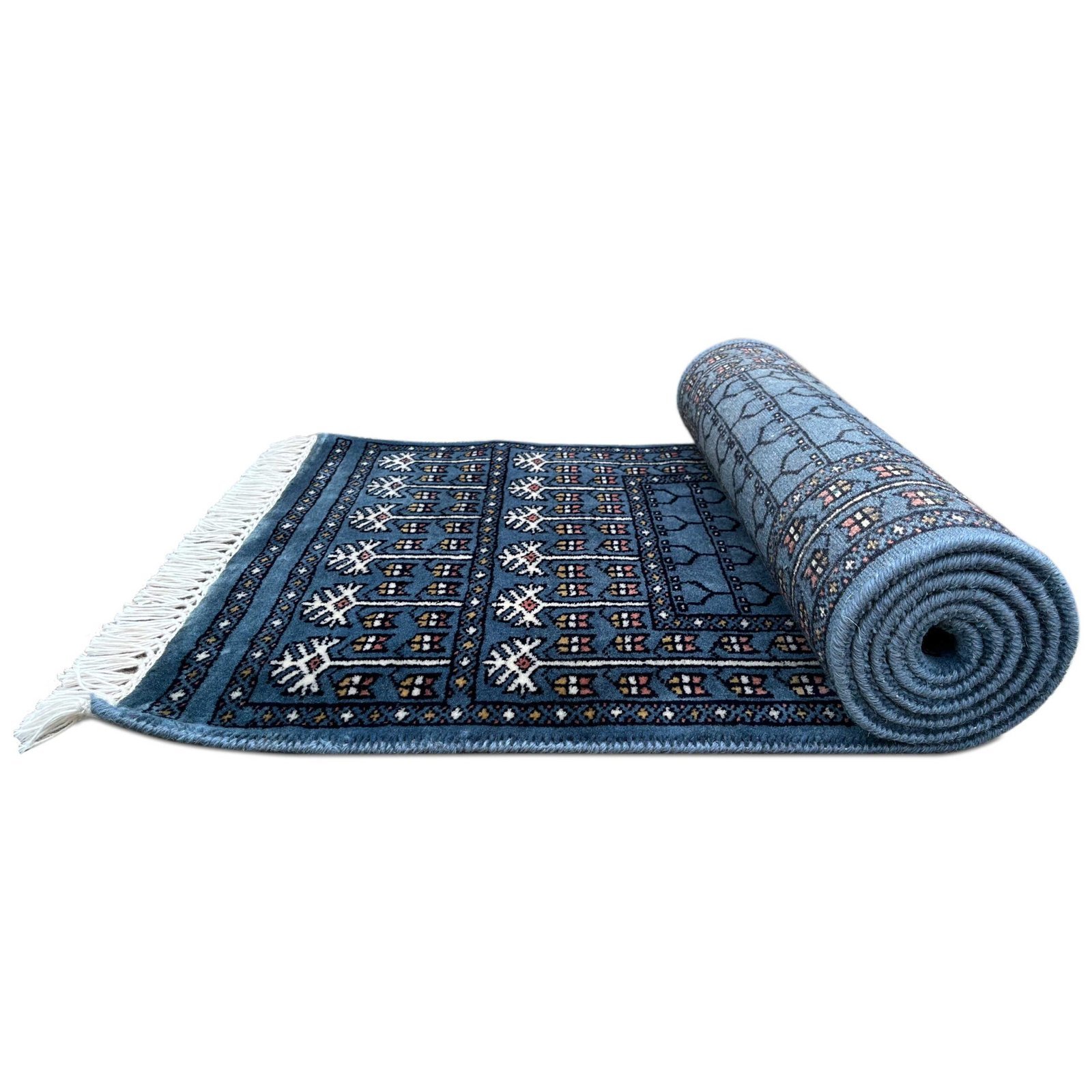 2x6 feet Bluish-gray Hand-knotted Woolen Runner - Image 2