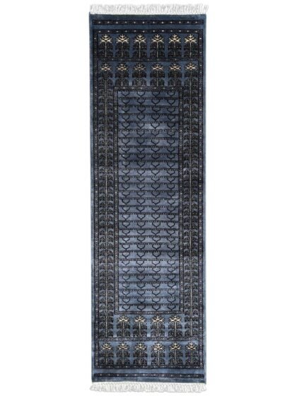 2x6 Feet Gray Hand Knotted Wool Carpet Parda