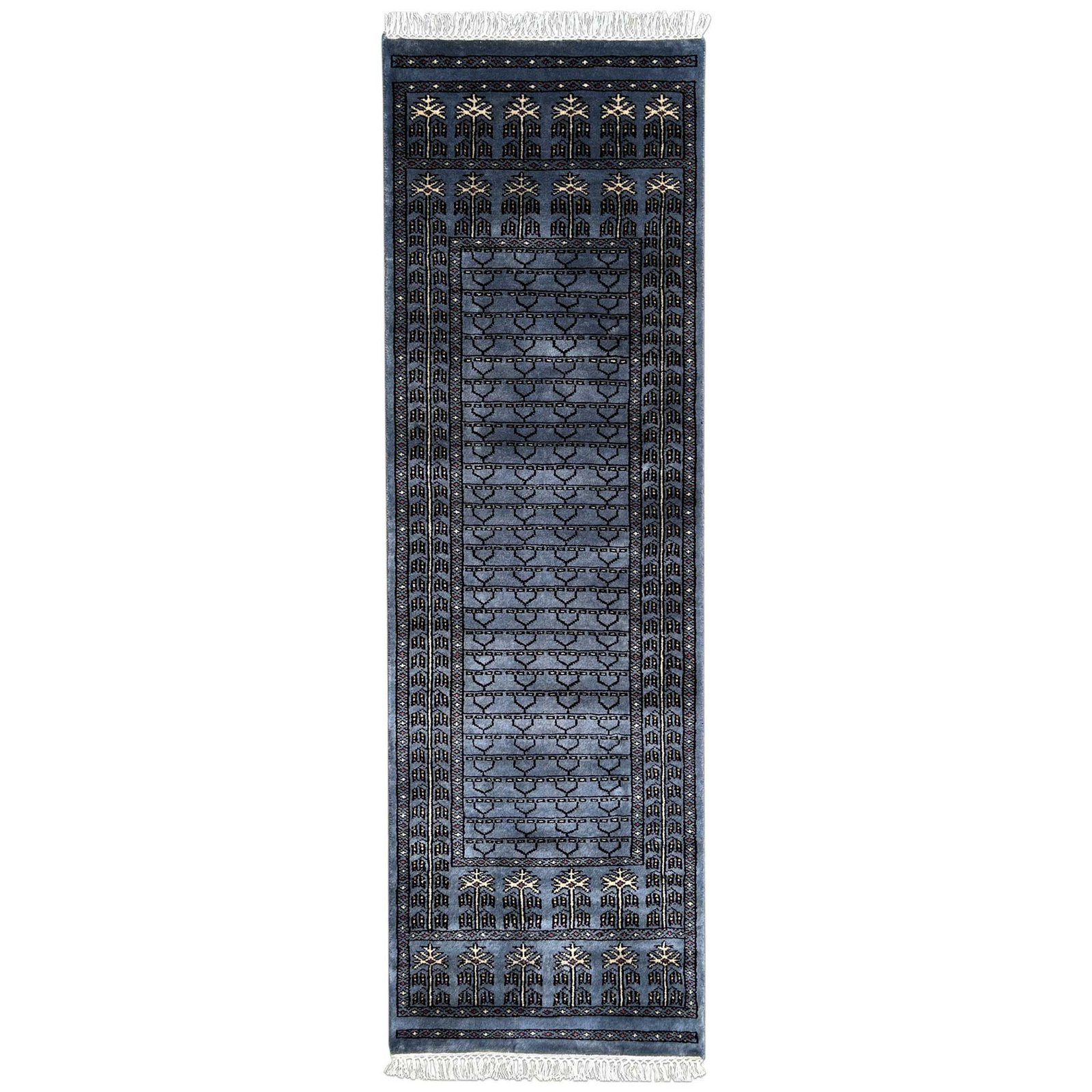 2x6 Feet Gray Hand Knotted Wool Carpet Parda