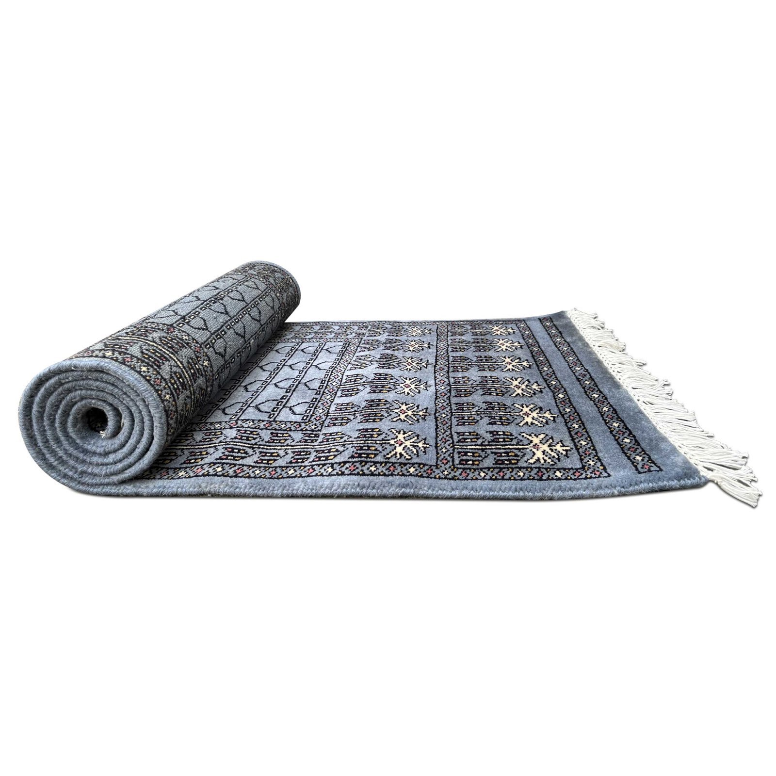 2x6 Feet Gray Hand Knotted Wool Carpet Parda - Image 6