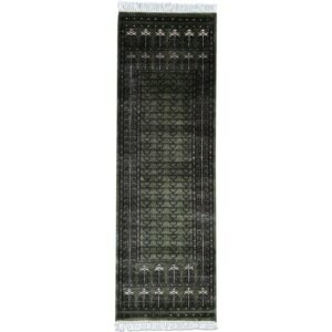 2x6 Feet Green Hand Knotted Wool Carpet Parda