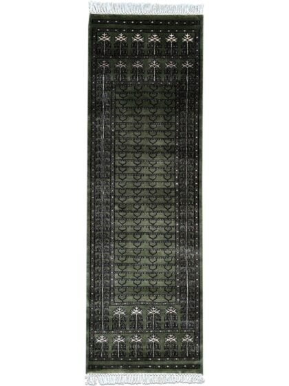2x6 Feet Green Hand Knotted Wool Carpet Parda