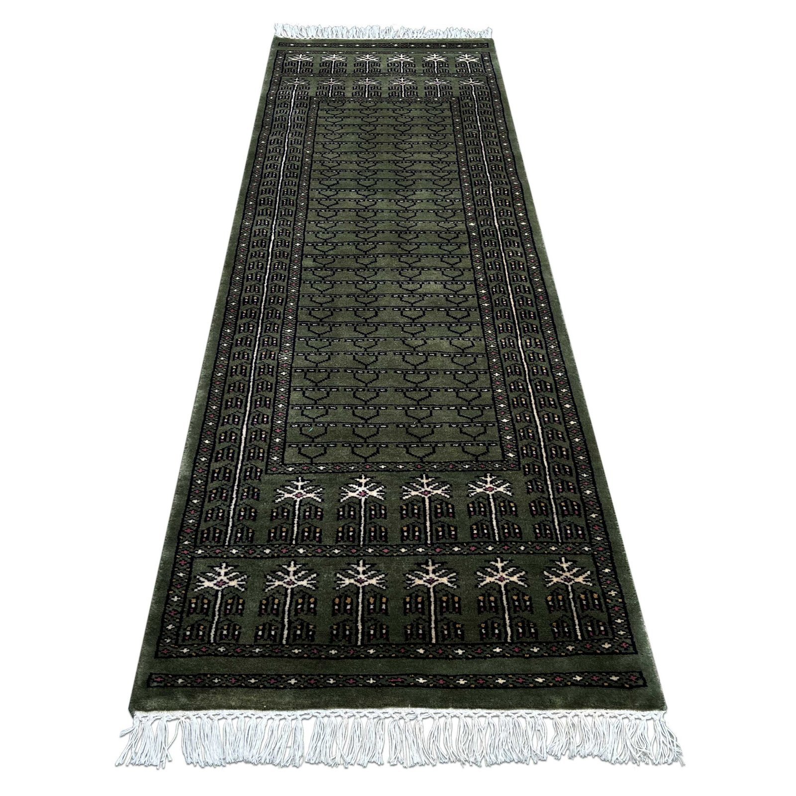2x6 Feet Green Hand Knotted Wool Carpet Parda - Image 3