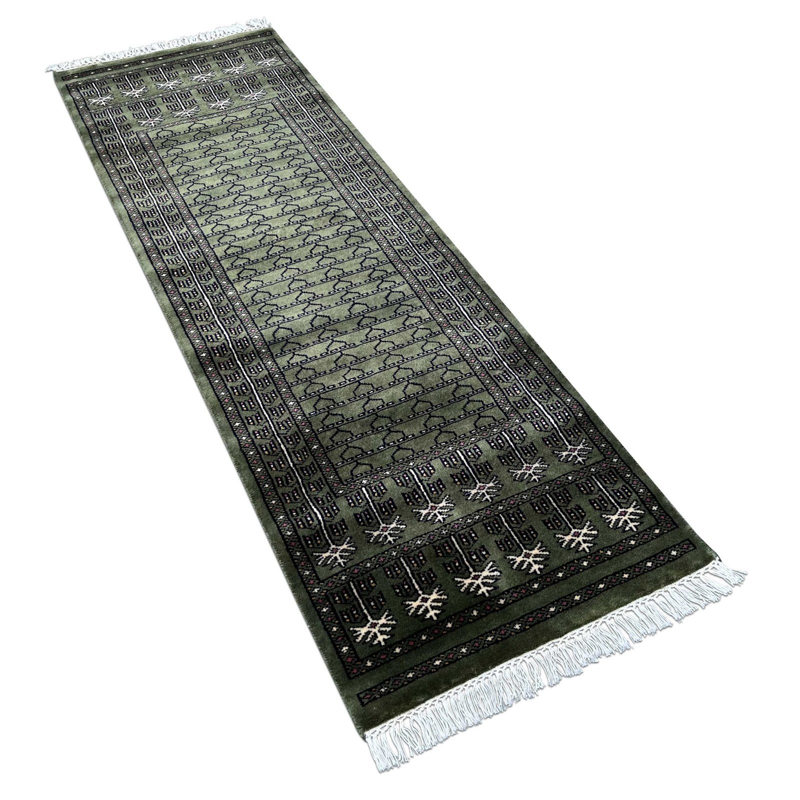2x6 Feet Green Hand Knotted Wool Carpet Parda - Image 4