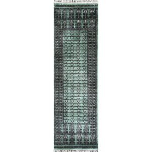 2x6 ft Hand Knotted Wool Runner Light Green Parda