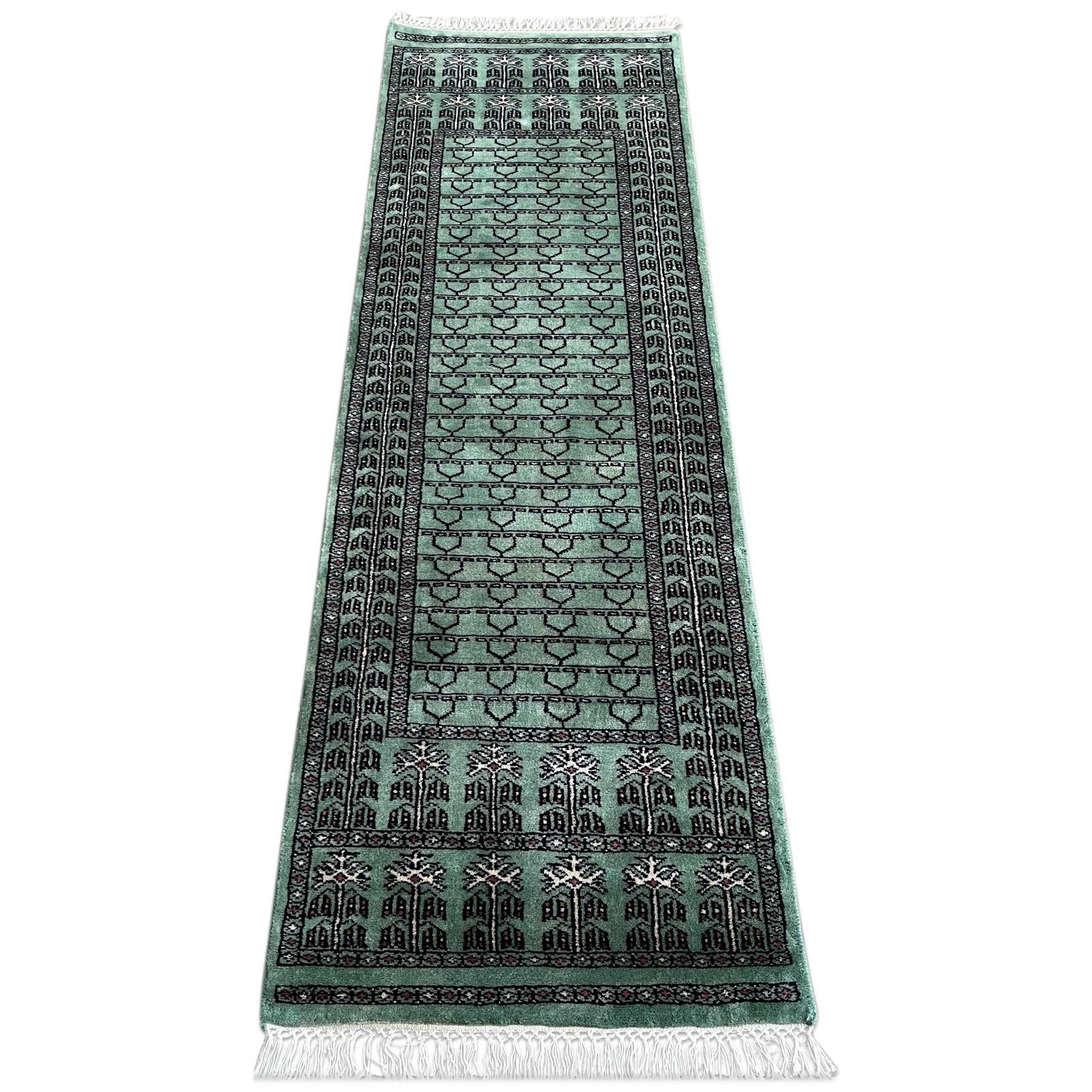2x6 ft Hand Knotted Wool Runner Light Green Parda - Image 6