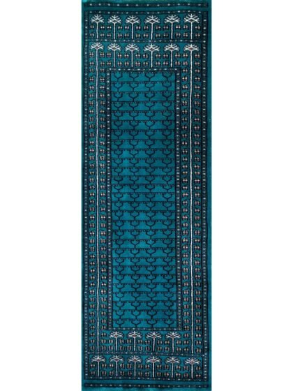 2x6 feet Hand-knotted Carpet Wool Turquoise Parda
