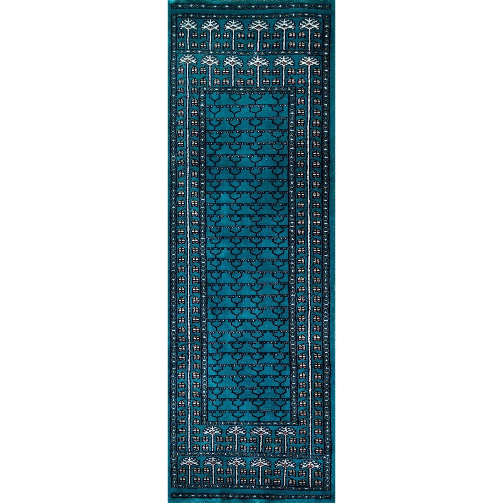 2x6 feet Hand-knotted Carpet Wool Turquoise Parda