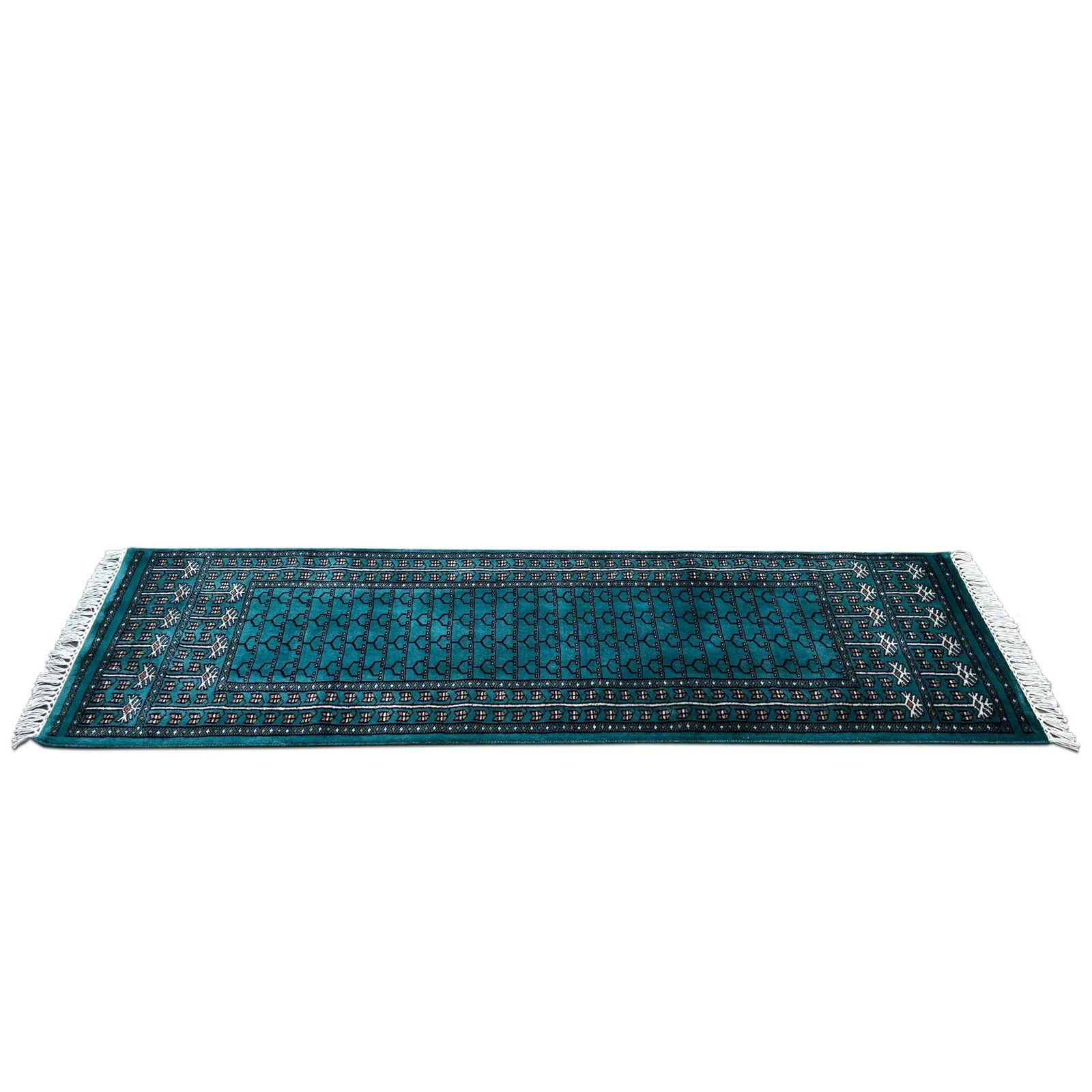 2x6 feet Hand-knotted Carpet Wool Turquoise Parda - Image 3
