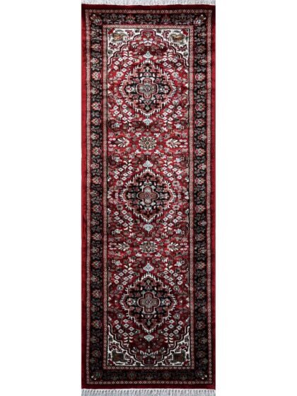 2x6 feet Hand Knotted Bamboo Silk Carpet Indopersian Red