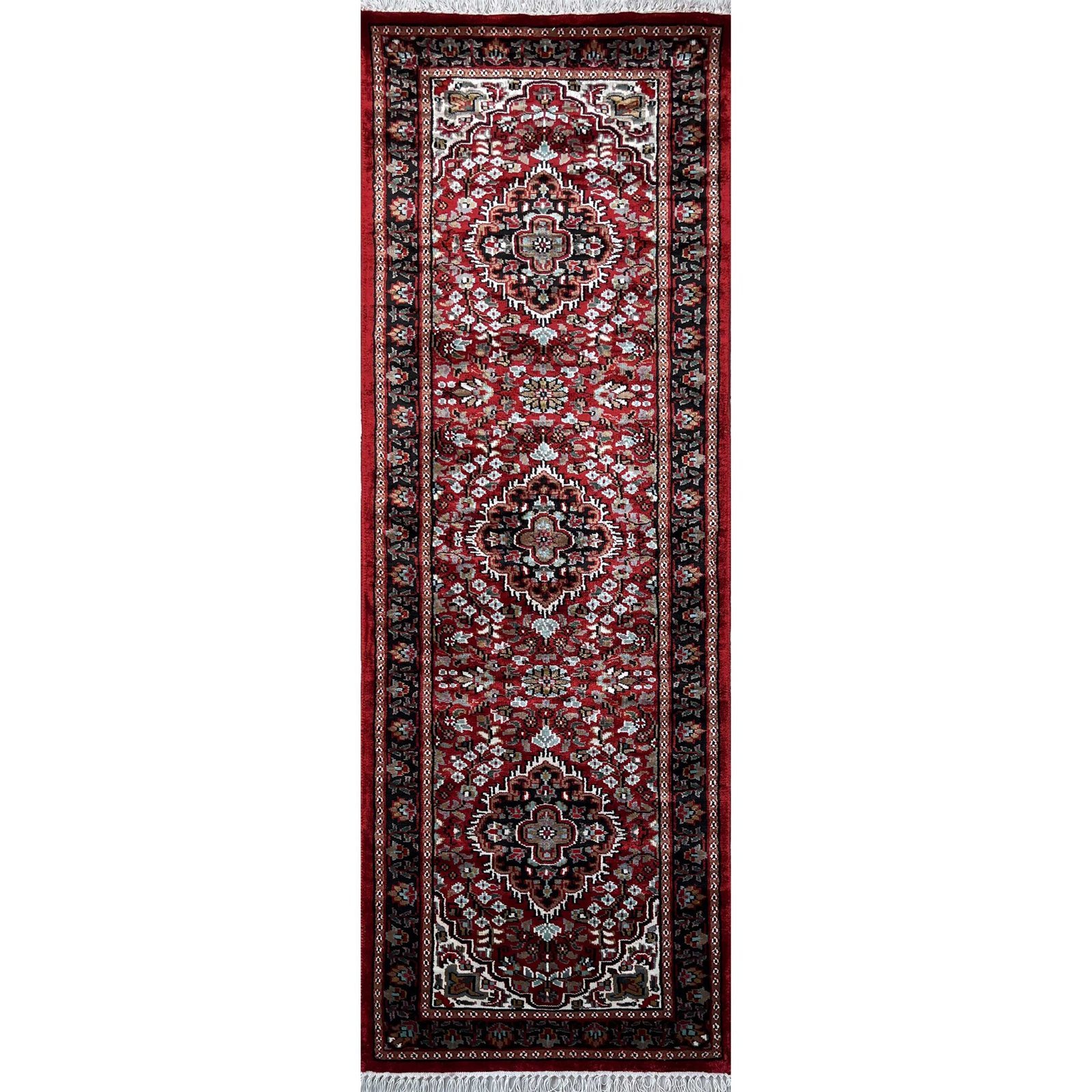 2x6 feet Hand Knotted Bamboo Silk Carpet Indopersian Red