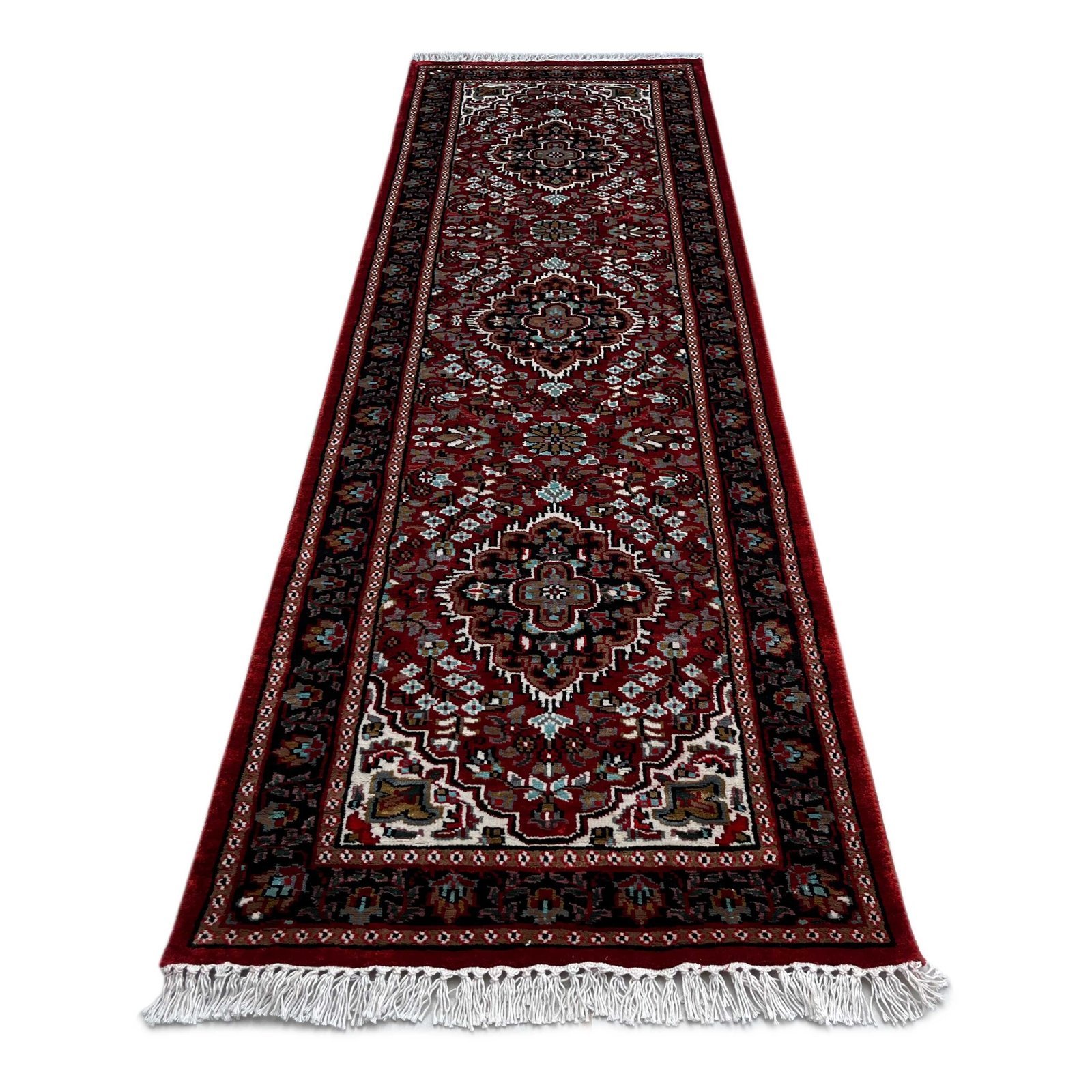 2x6 feet Hand Knotted Bamboo Silk Carpet Indopersian Red - Image 6