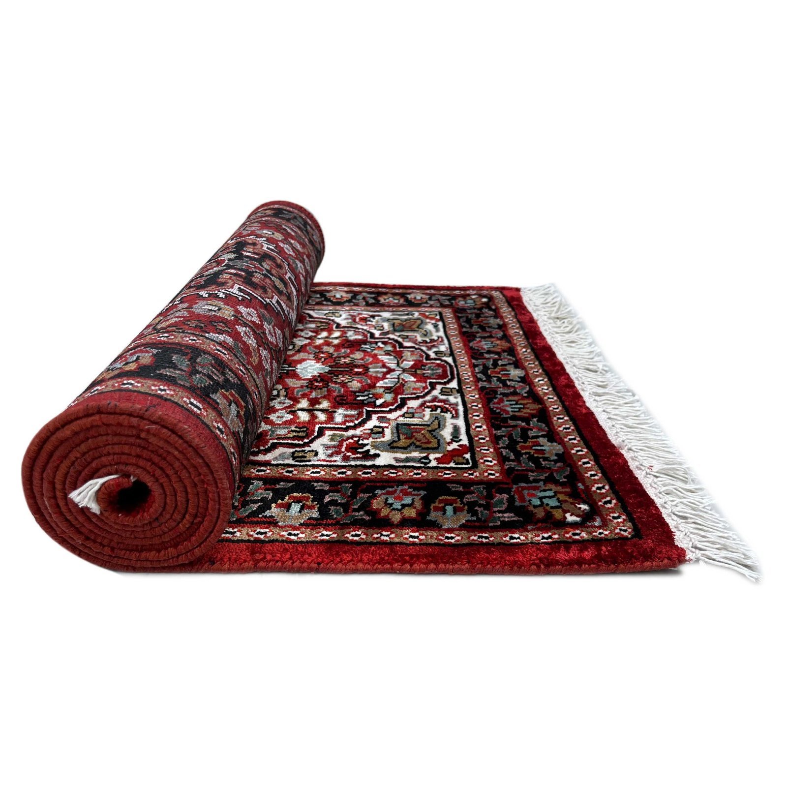 2x6 feet Hand Knotted Bamboo Silk Carpet Indopersian Red - Image 3