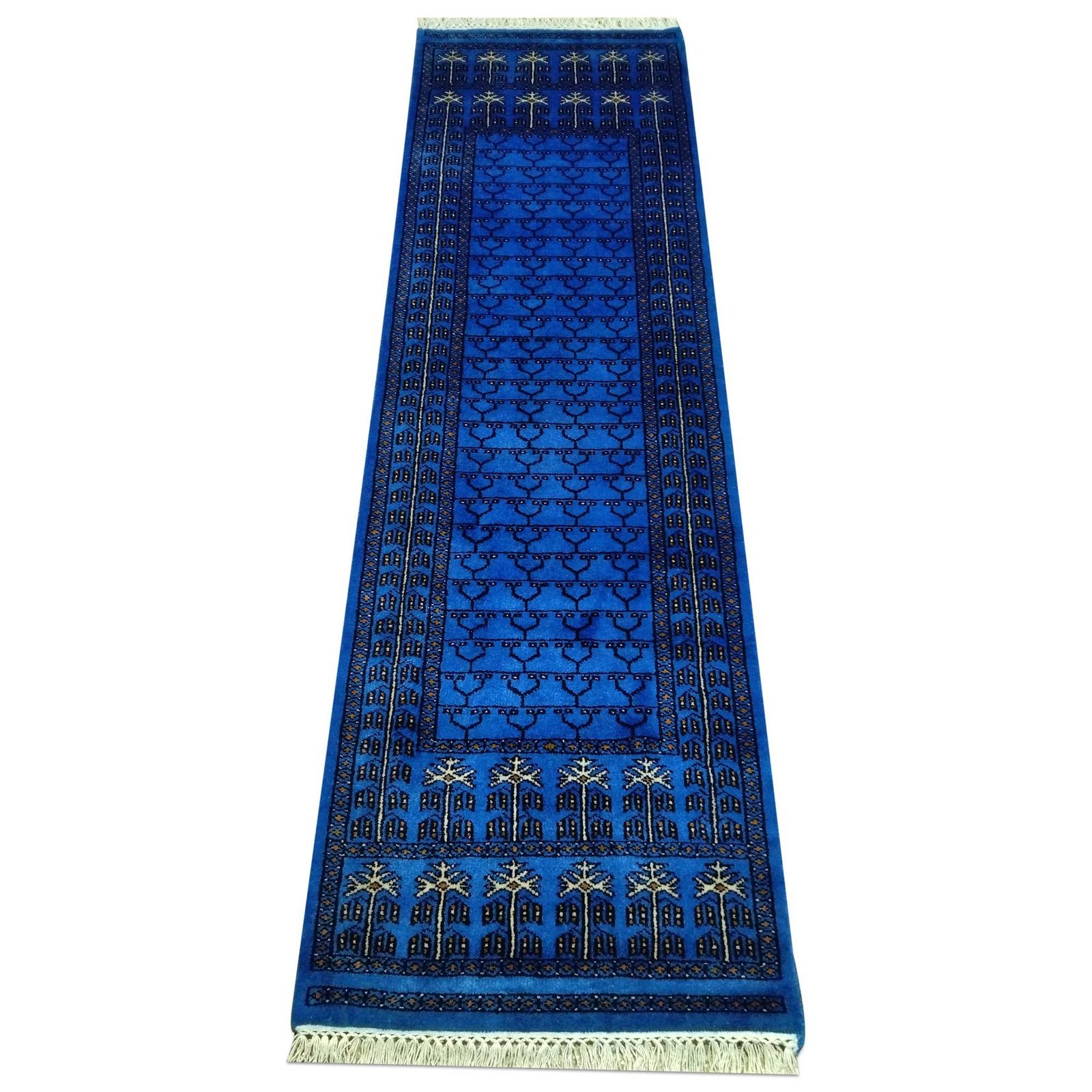 2x6 ft Blue Hand Knotted Wool Carpet Runner - Image 2