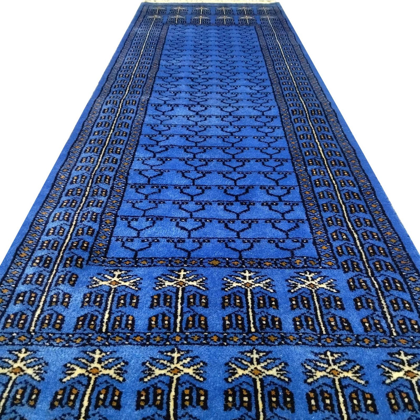2x6 ft Blue Hand Knotted Wool Carpet Runner - Image 4