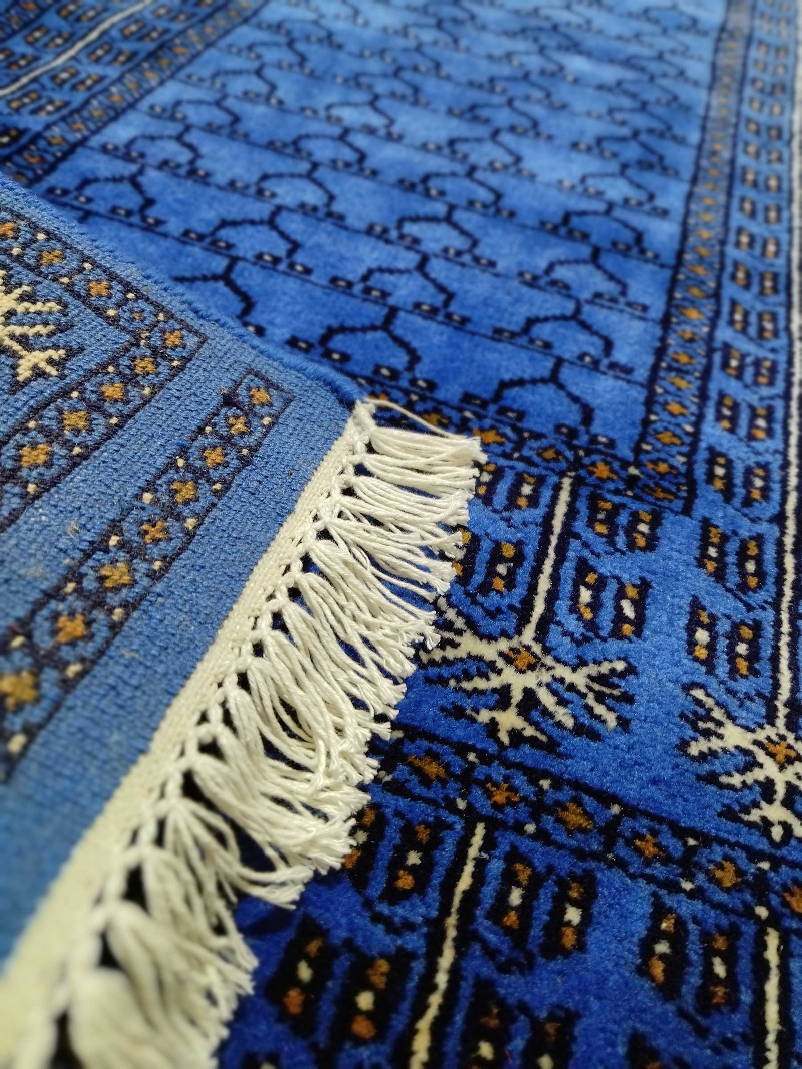2x6 ft Blue Hand Knotted Wool Carpet Runner - Image 5