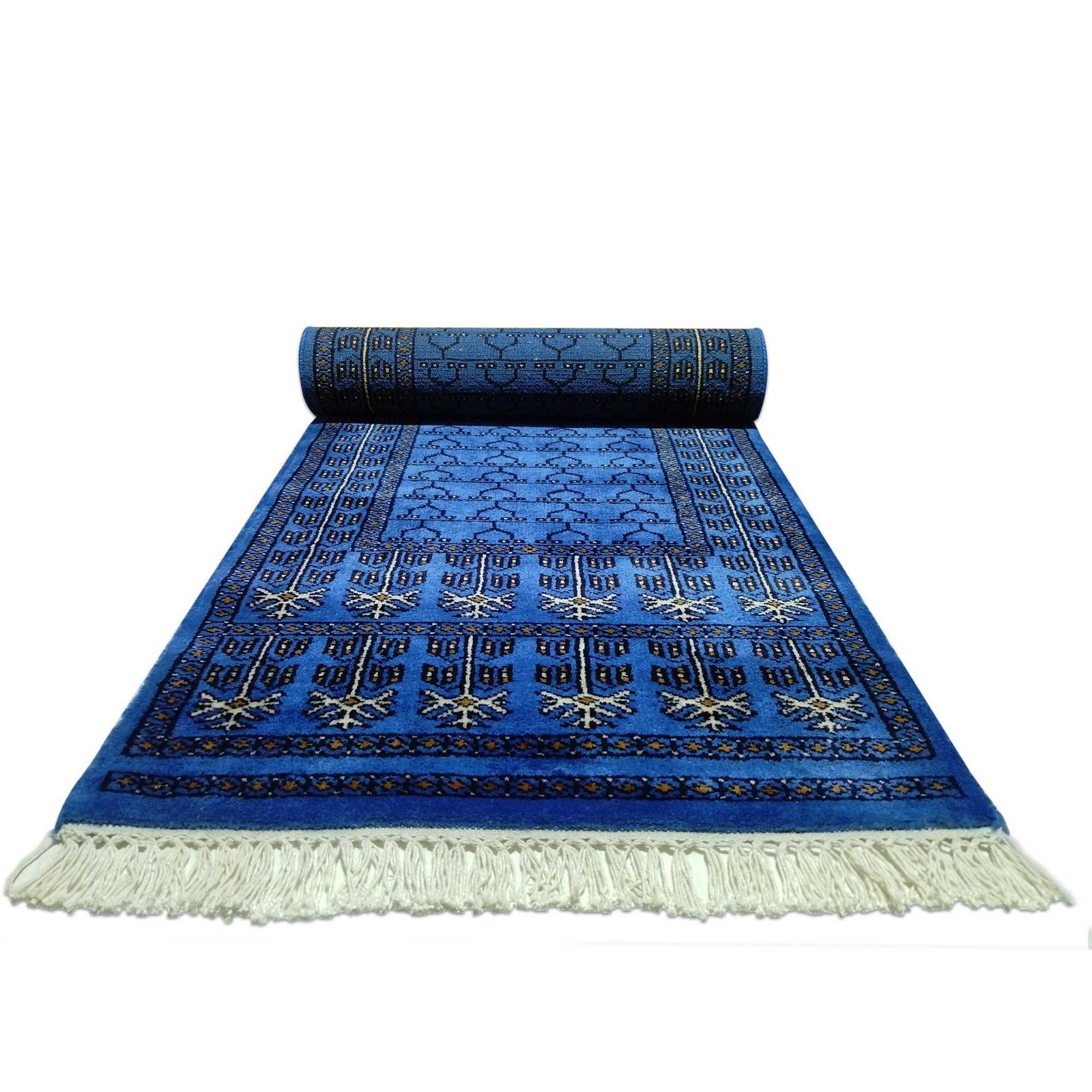 2x6 ft Blue Hand Knotted Wool Carpet Runner - Image 7