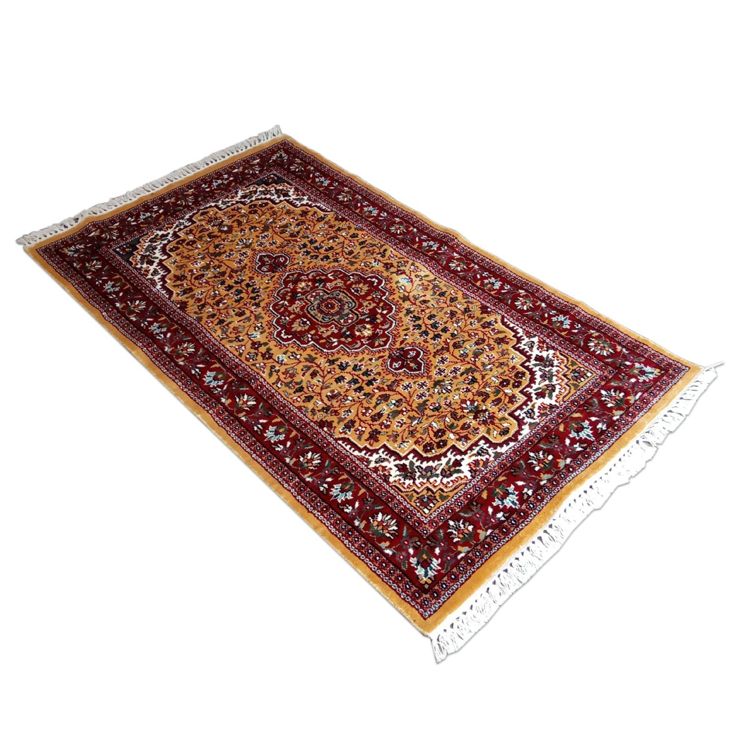 3×5 Feet Hand Knotted Persian Carpet Yellow - Image 2