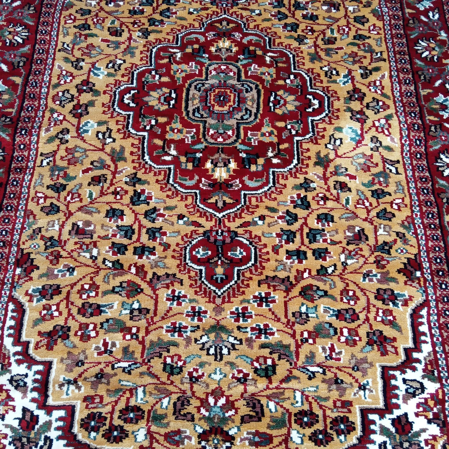 3×5 Feet Hand Knotted Persian Carpet Yellow - Image 4