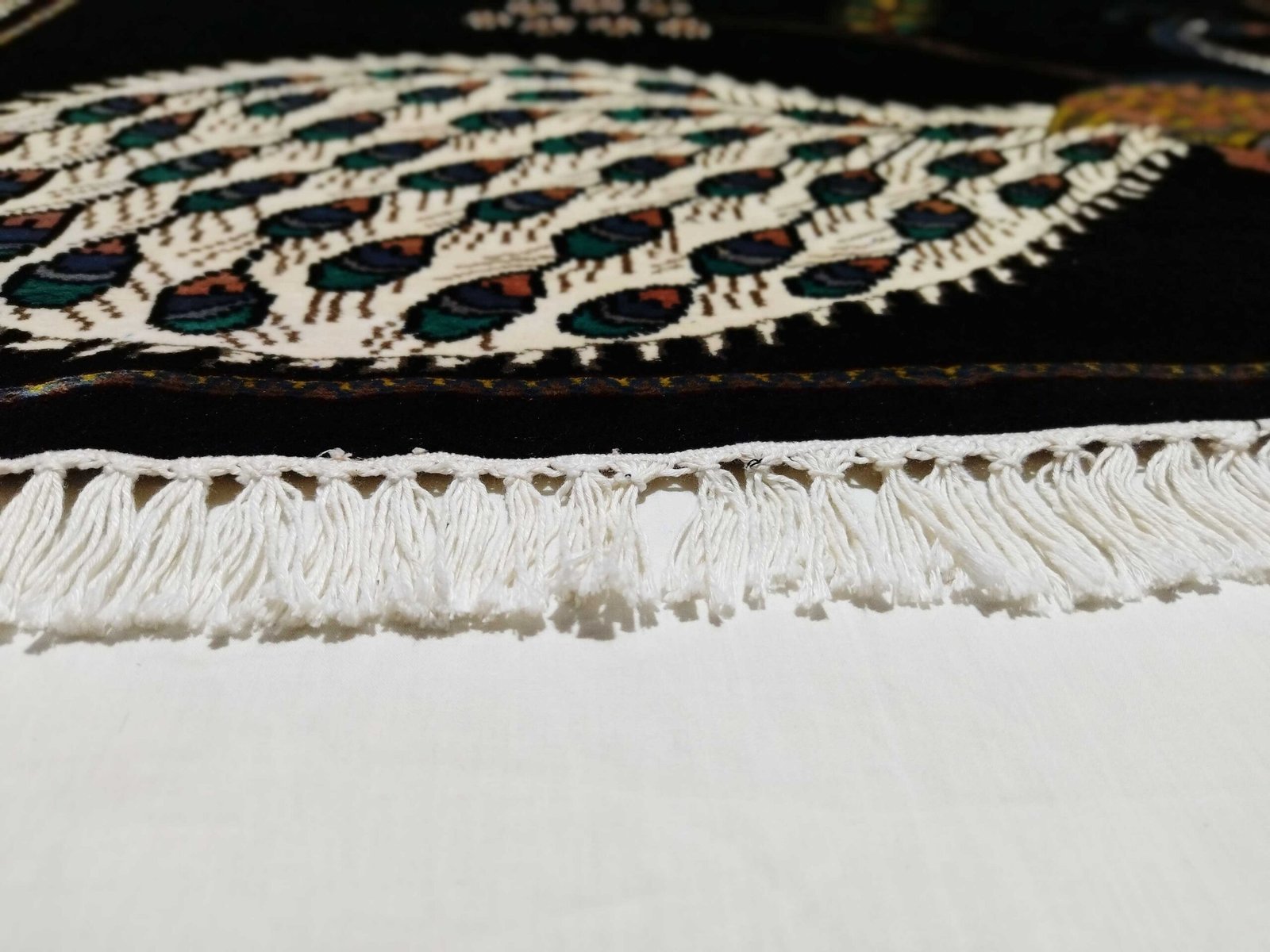 3x2 Feet Handmade Royal Black Peacock Carpet - Image 5