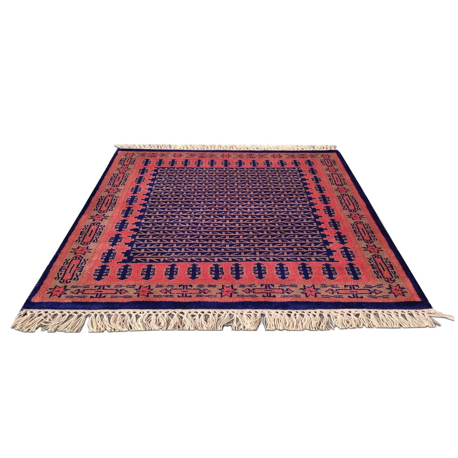 3x3 Feet Hand Knotted Black Wool Carpet - Image 2
