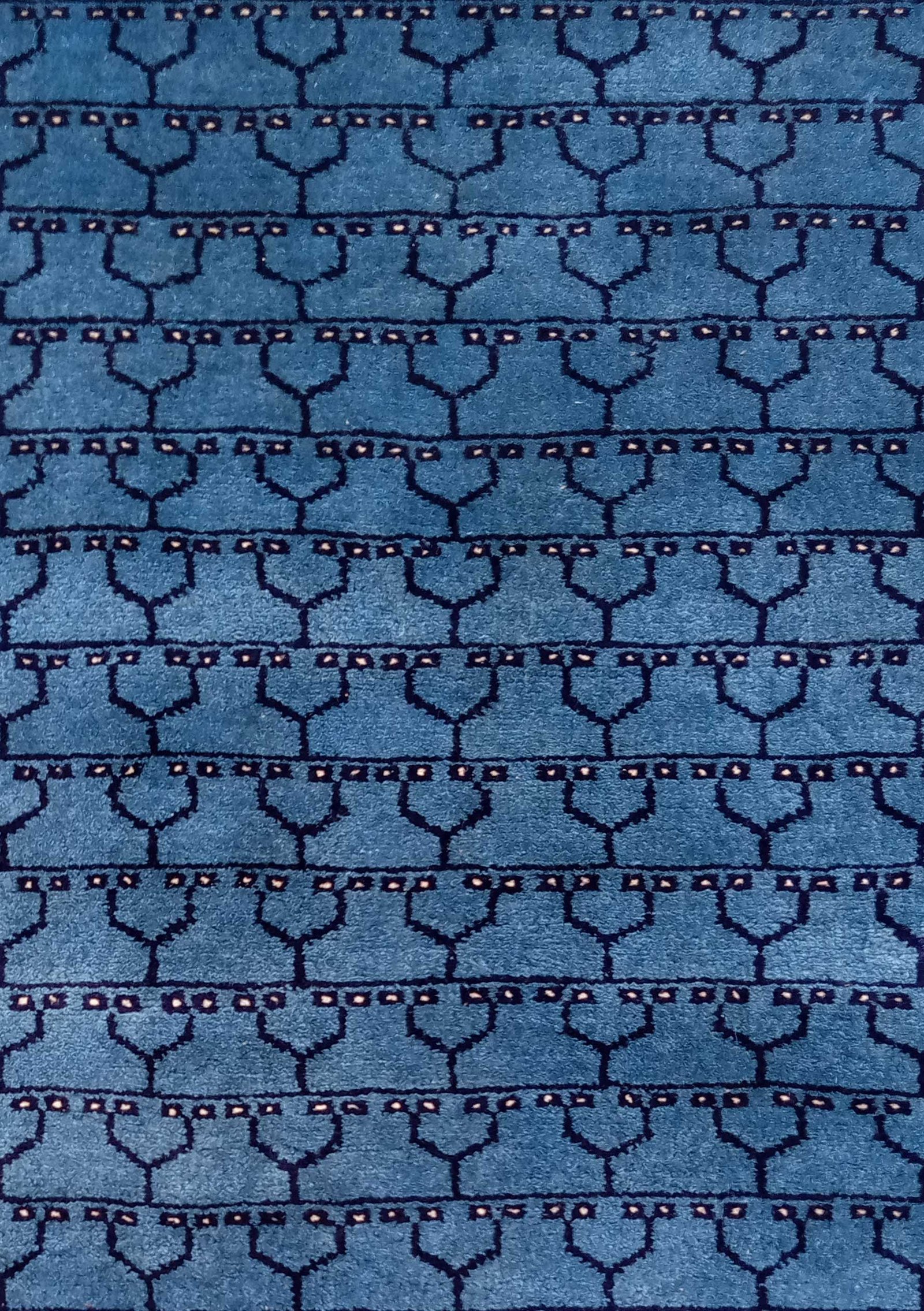 3×5 feet Blue Hand Knotted Wool Carpet Parda - Image 5
