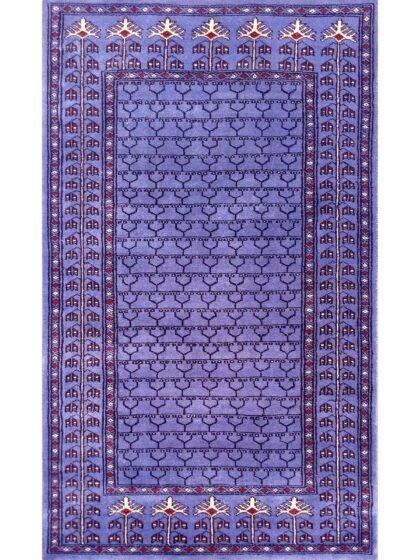 3×5 feet Purple Hand Knotted Wool Carpet Parda
