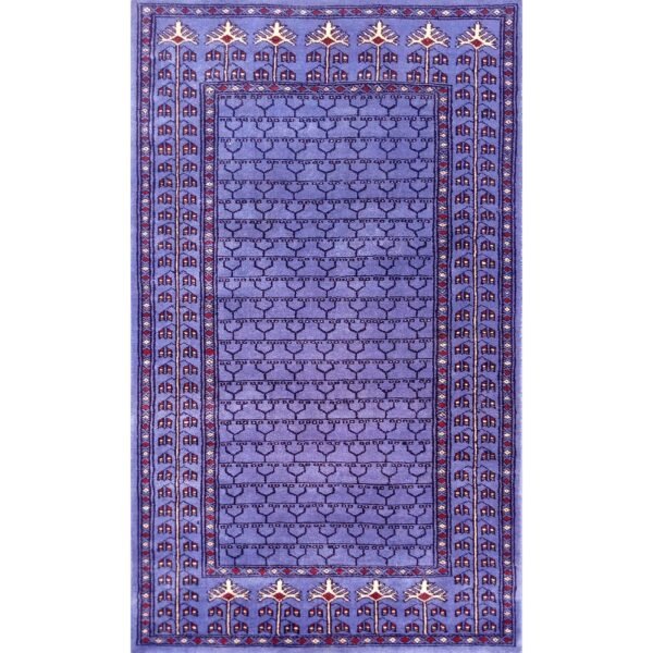 3×5 feet Purple Hand Knotted Wool Carpet Parda
