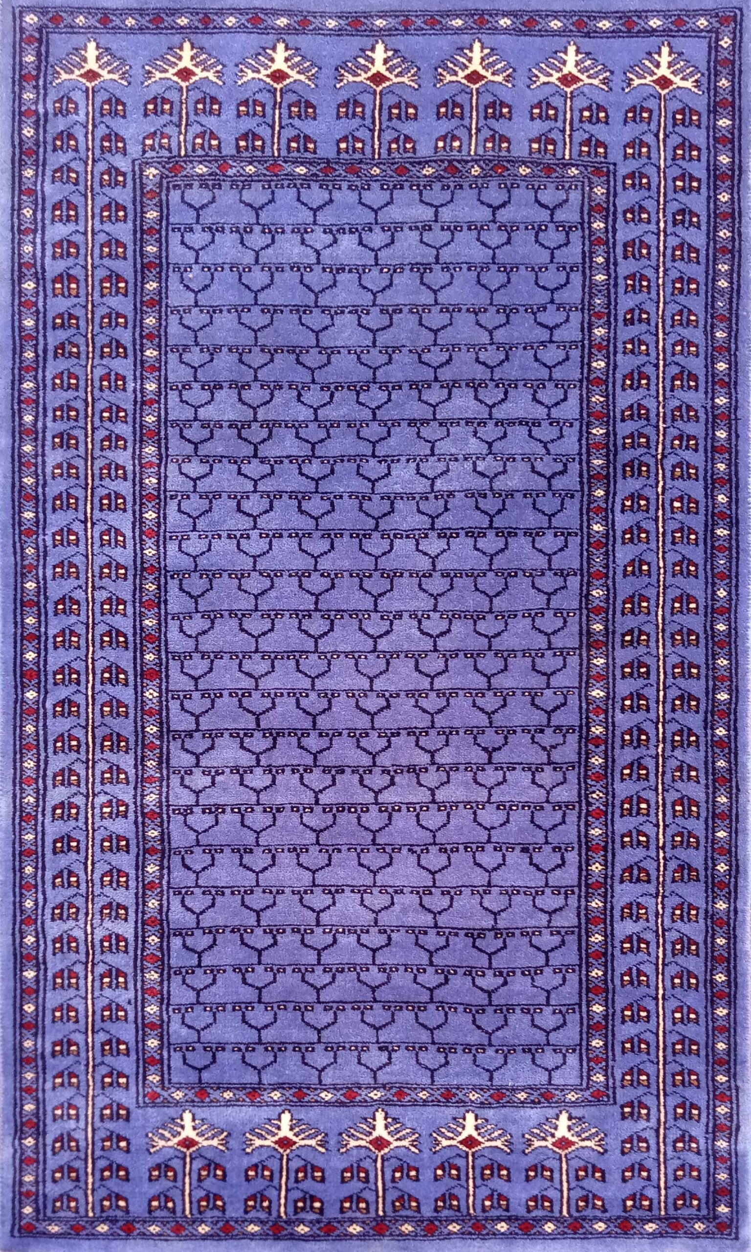 3×5 feet Purple Hand Knotted Wool Carpet Parda - Image 2