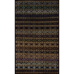 3×5 feet Black & Multi Hand Knotted Wool Carpet Zanjeera