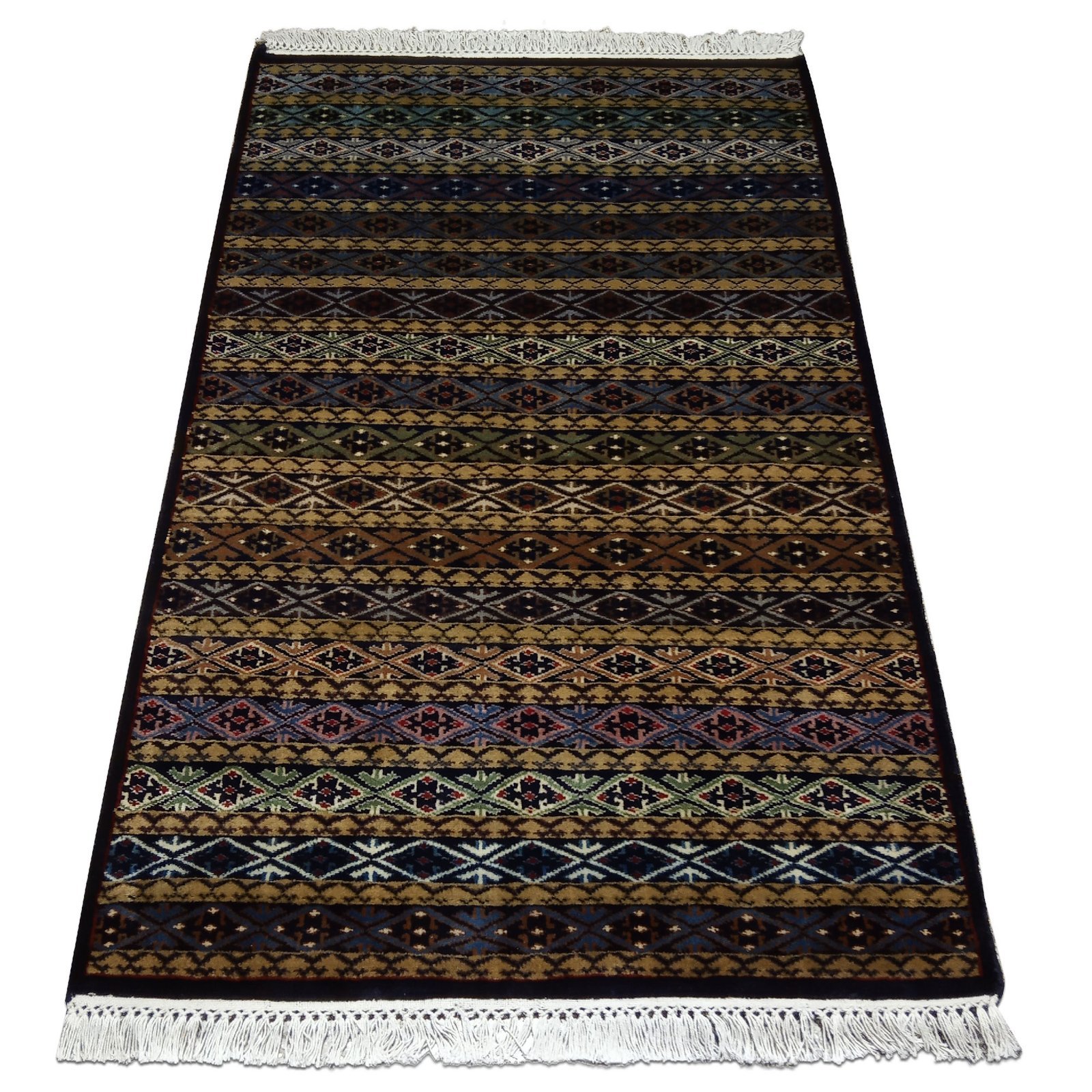 3×5 feet Black & Multi Hand Knotted Wool Carpet Zanjeera - Image 3
