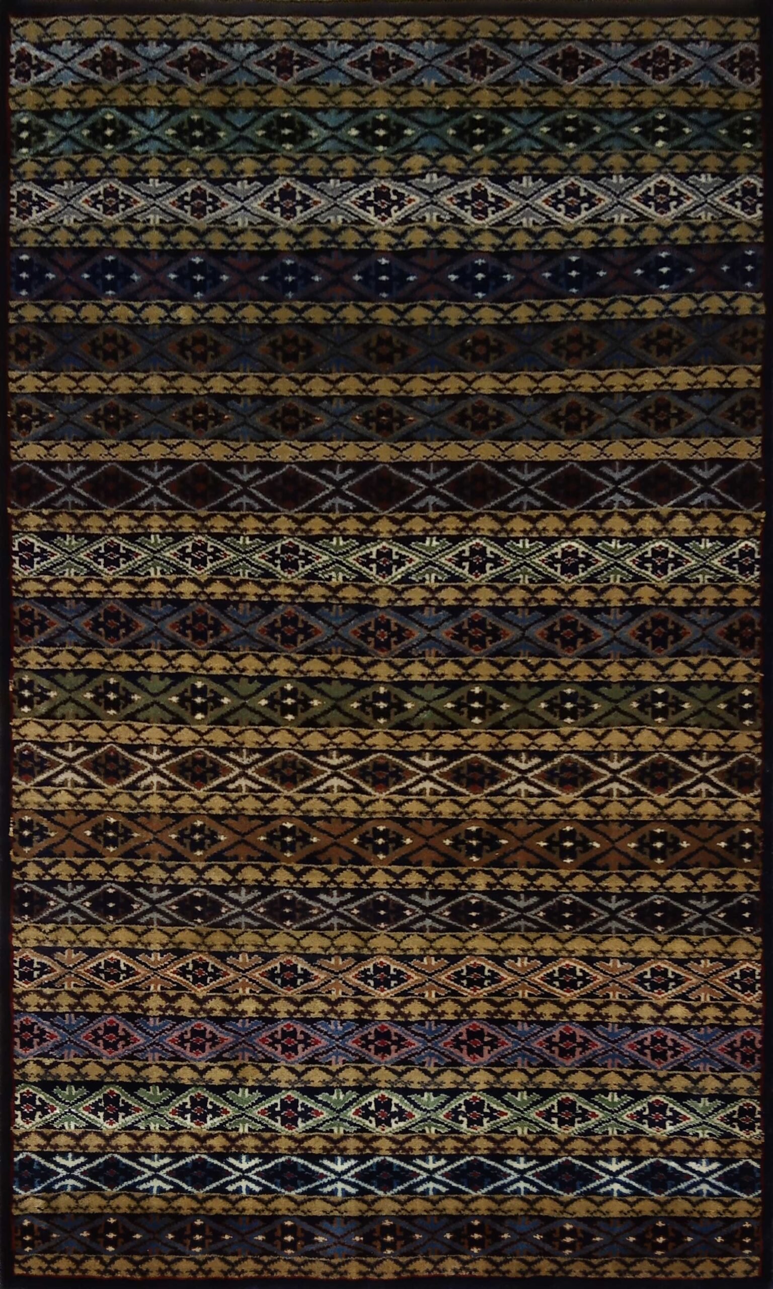 3×5 feet Black & Multi Hand Knotted Wool Carpet Zanjeera - Image 2