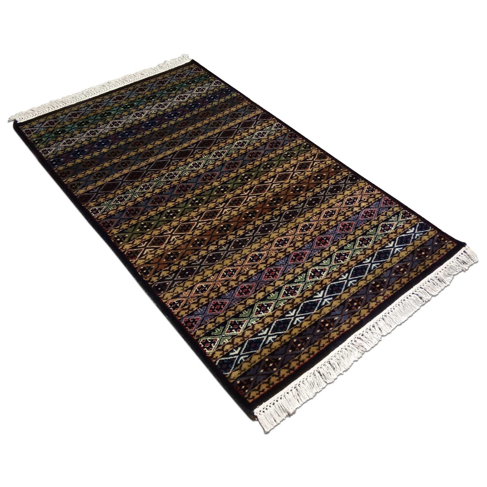 3×5 feet Black & Multi Hand Knotted Wool Carpet Zanjeera - Image 6