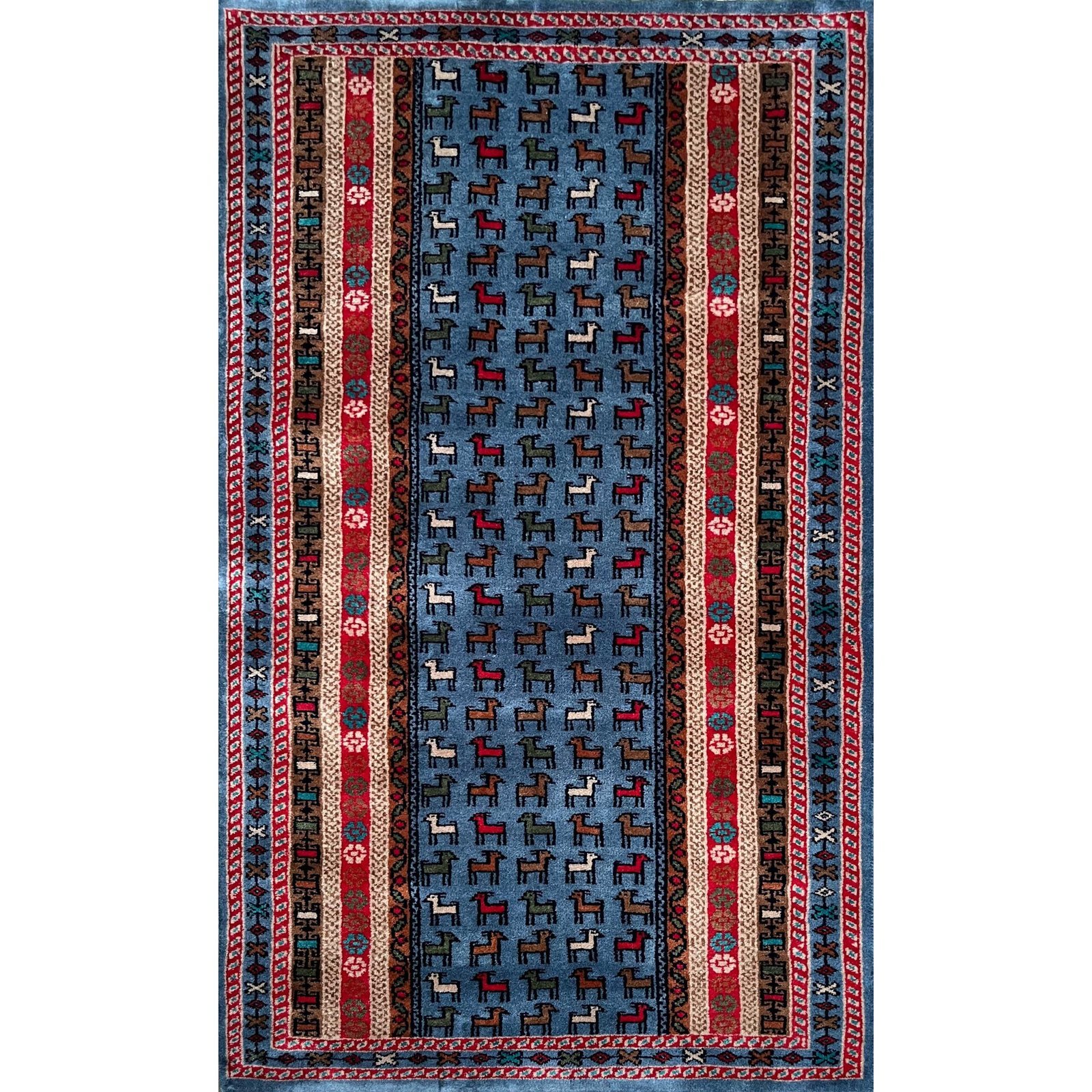 3x5 ft Hand Knotted Woolen Carpet Bluish Gray Bakri
