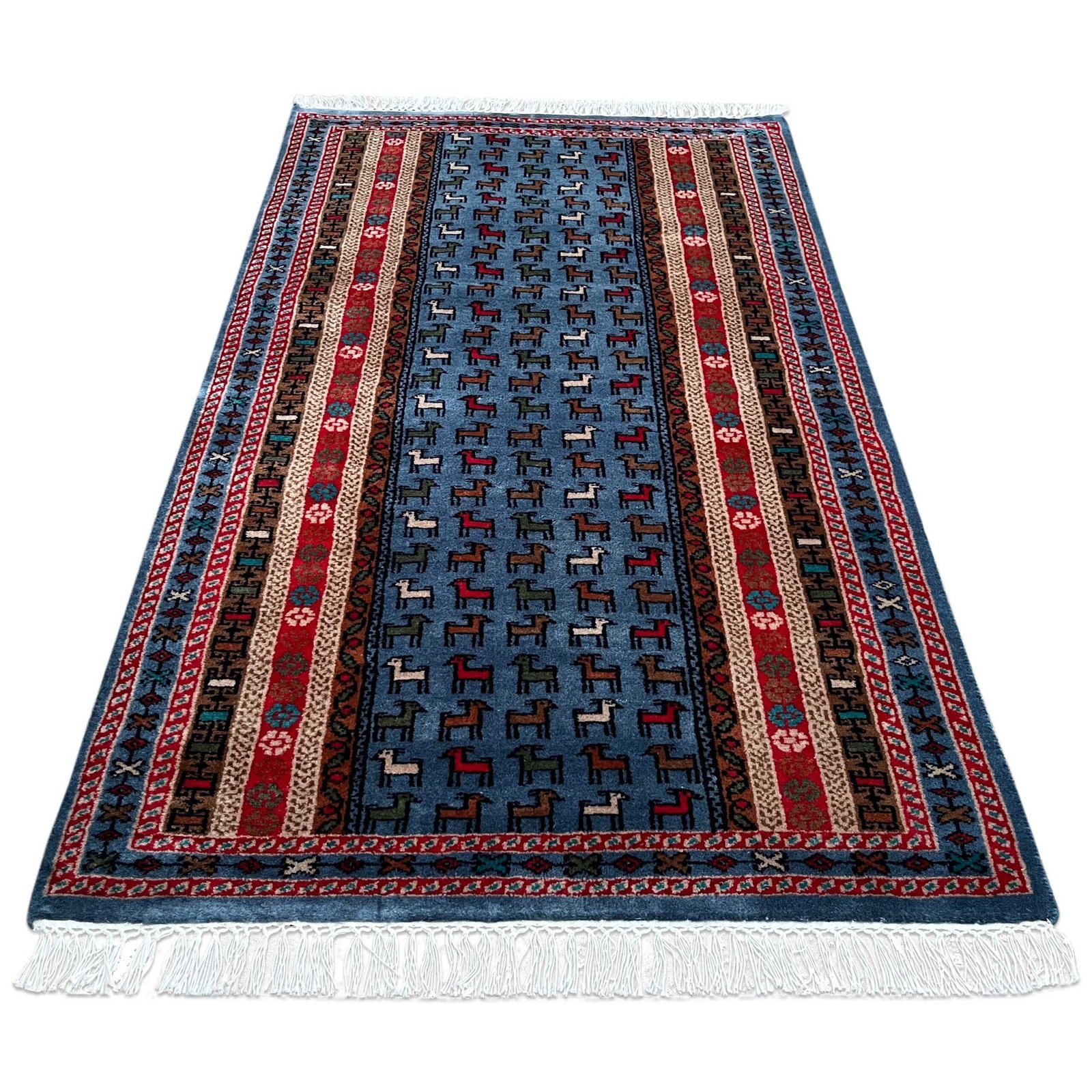 3x5 ft Hand Knotted Woolen Carpet Bluish Gray Bakri - Image 2