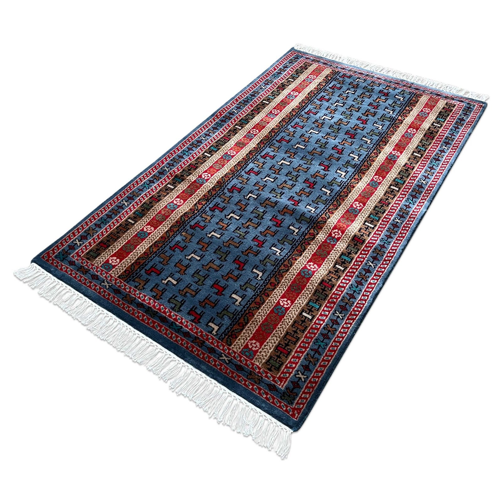 3x5 ft Hand Knotted Woolen Carpet Bluish Gray Bakri - Image 6