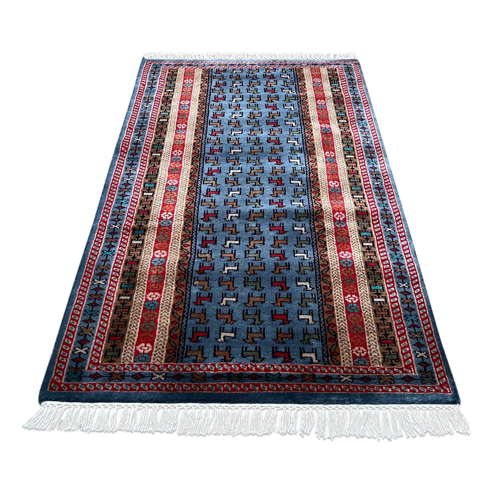 3x5 ft Hand Knotted Woolen Carpet Bluish Gray Bakri - Image 5