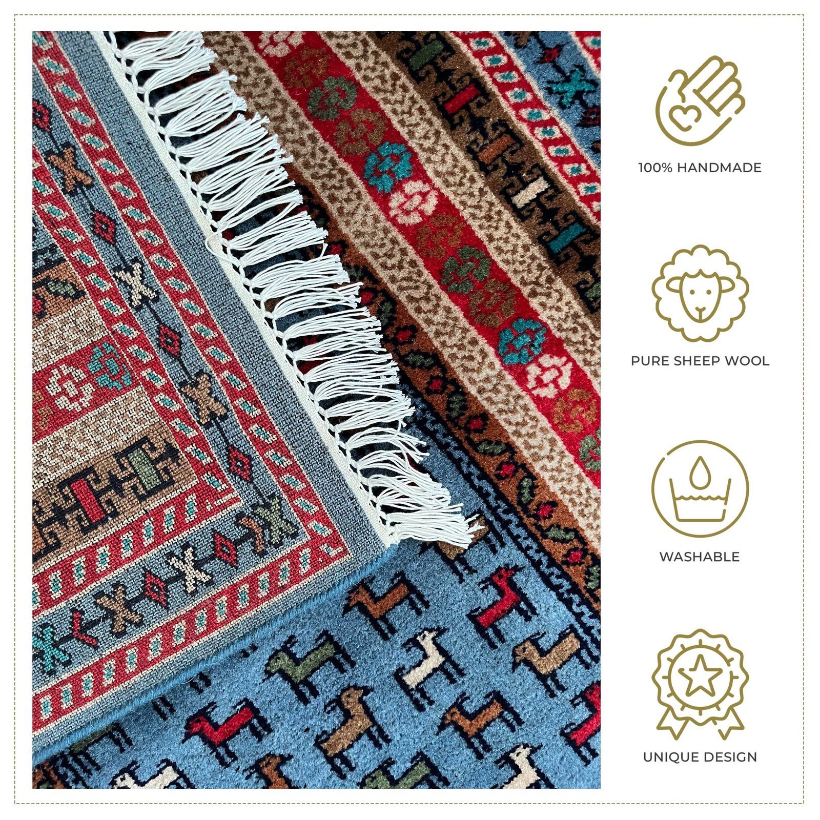 3x5 ft Hand Knotted Woolen Carpet Bluish Gray Bakri - Image 4