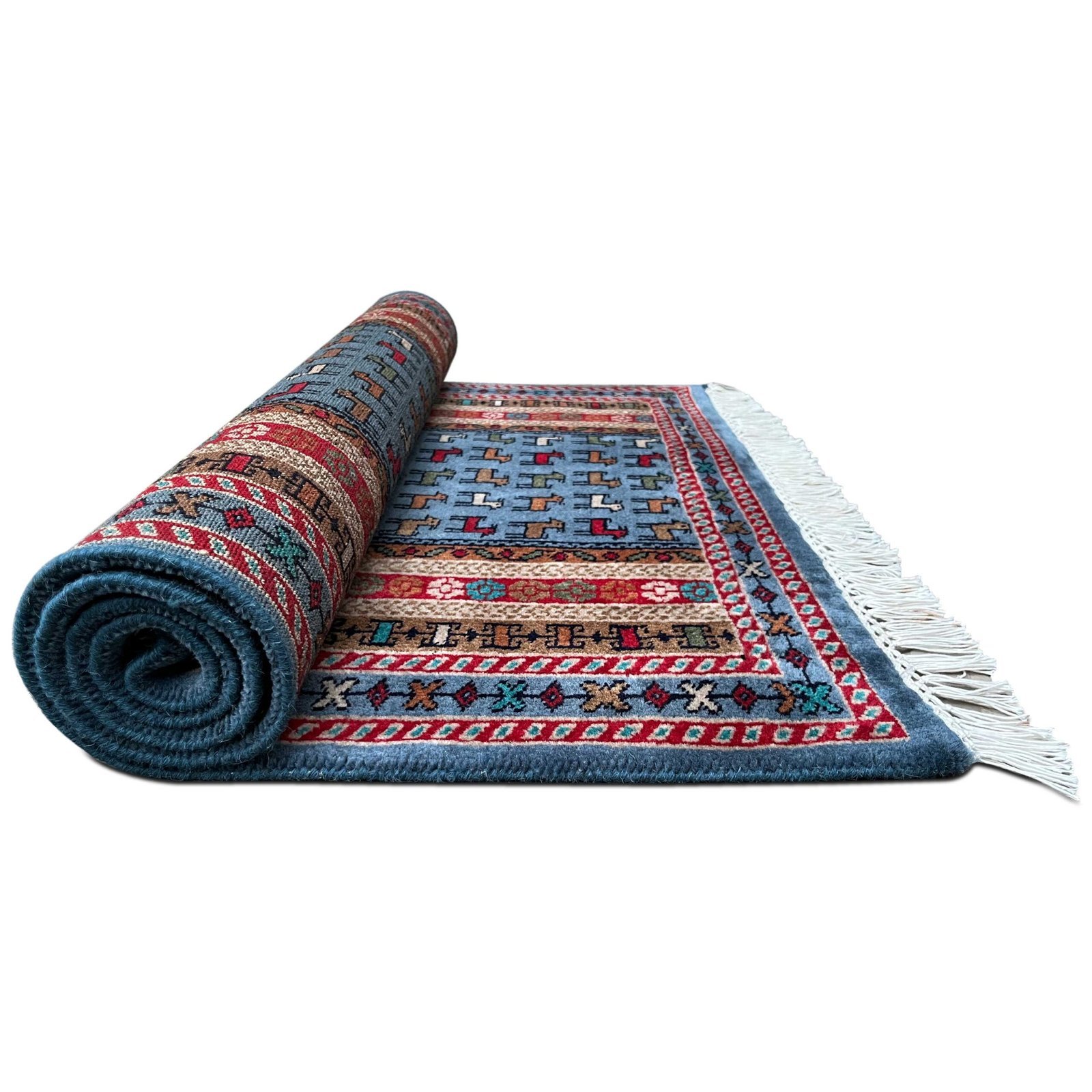 3x5 ft Hand Knotted Woolen Carpet Bluish Gray Bakri - Image 3