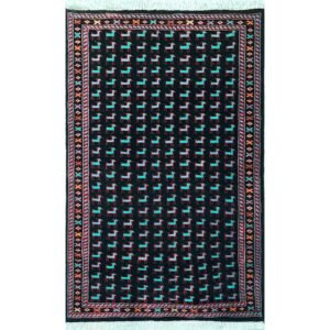 3x5 ft Hand-knotted Woolen Carpet Bakri Black