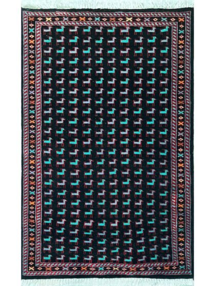 3x5 ft Hand-knotted Woolen Carpet Bakri Black