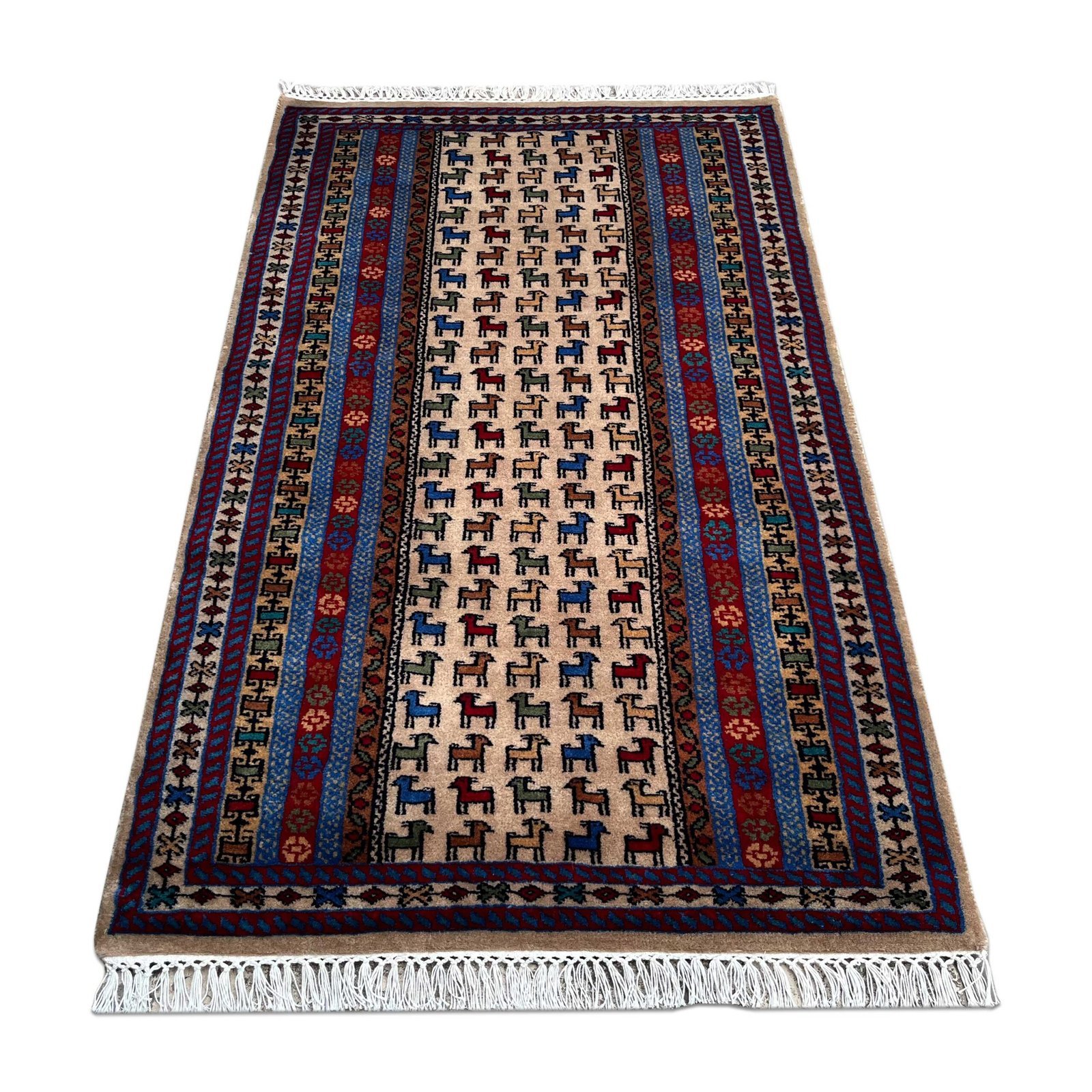 3x5 ft Hand Knotted Woolen Carpet Beige Bakri - Image 7